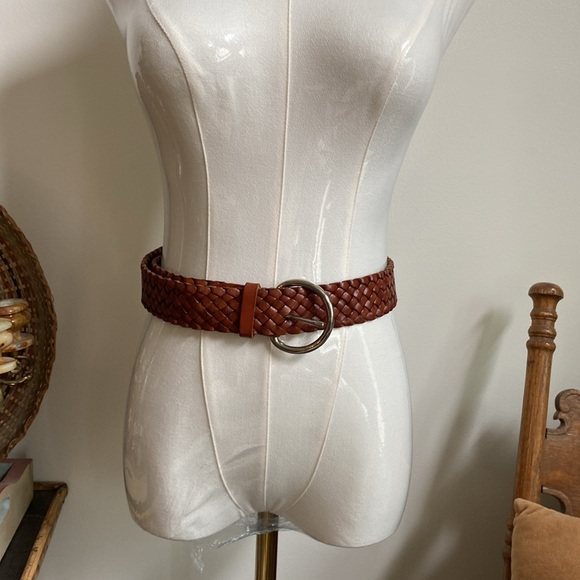Talbots 100% Genuine Leather Brown Woven Belt Size S (39”) - Picture 11 of 14